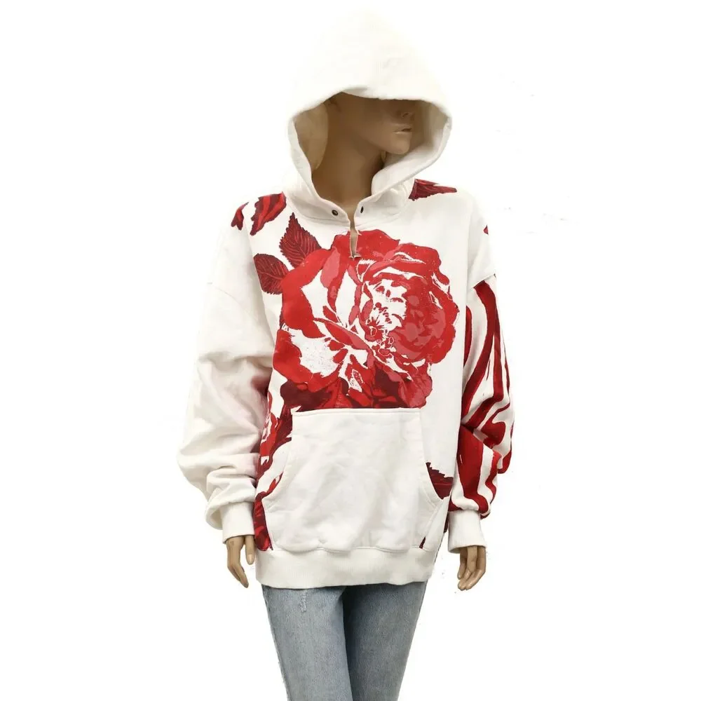 Free People We The Free It's A Vibe Placed Print Hoodie Top Oversized S 288598